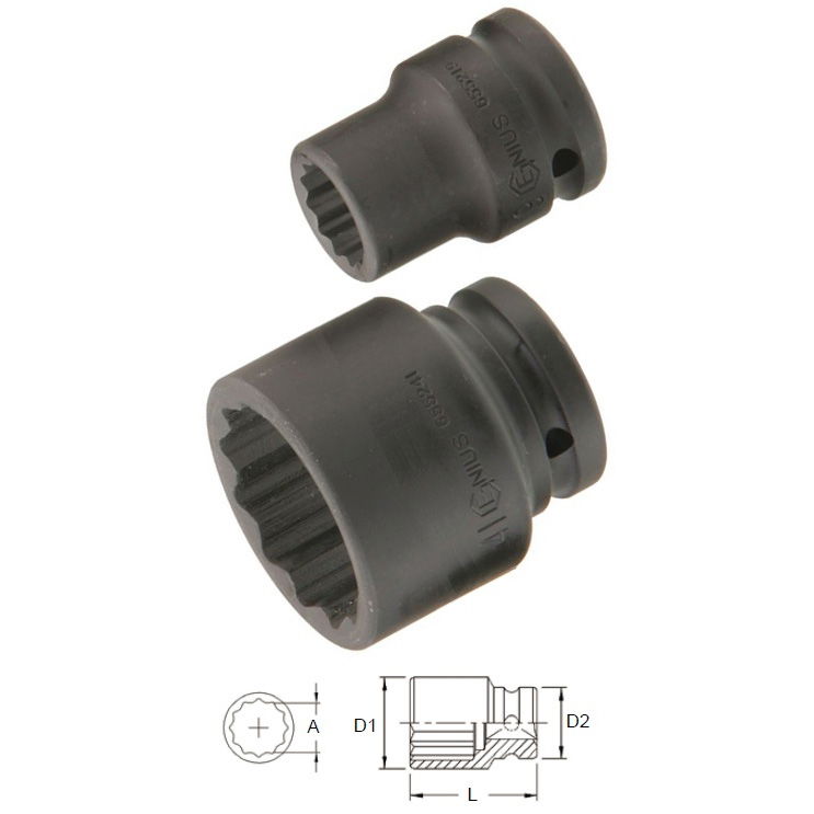 Genius Tools 655220 3/4"-os 12 lapú gépi dugókulcs fej, 20 mm termék fő termékképe