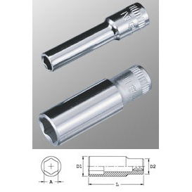 Genius Tools 225210 1/4"-os 6 lapú dugókulcs fej, hosszított kivitel, 10 mm termék fő termékképe