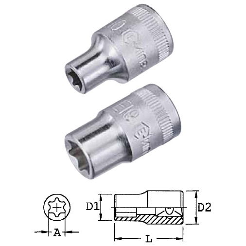 Genius Tools 454524 1/2"-os E-típusú (belső torx) dugókulcs fej, E-24 termék fő termékképe