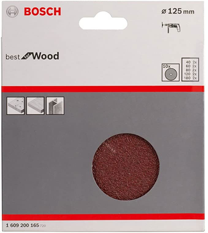 Bosch 1609200165 F460 Expert for Wood and Paint csiszolólap 125mm P40/60/80/120/180 10db-os kiszerelés termék fő termékképe
