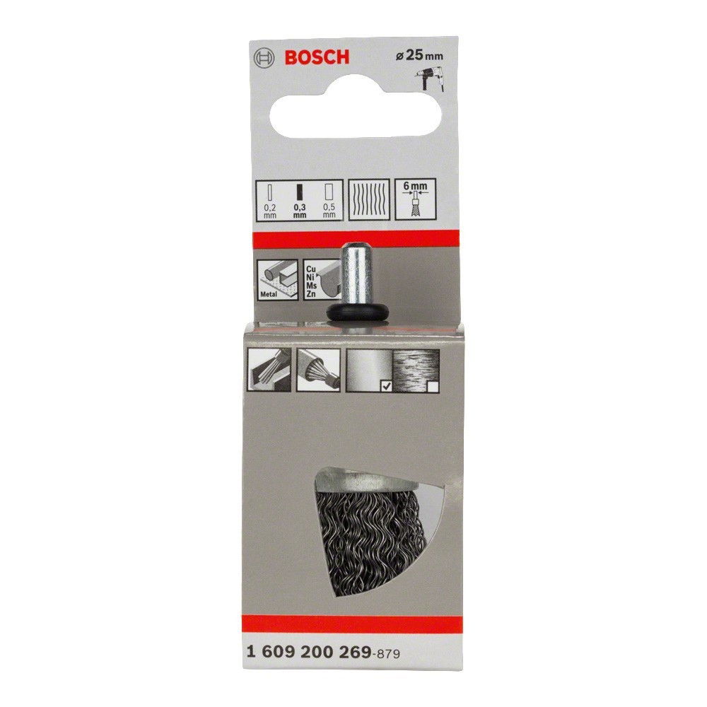 Bosch 1609200269 Ecsetkefe hullámosított drótból 25mm 6-os szár termék fő termékképe