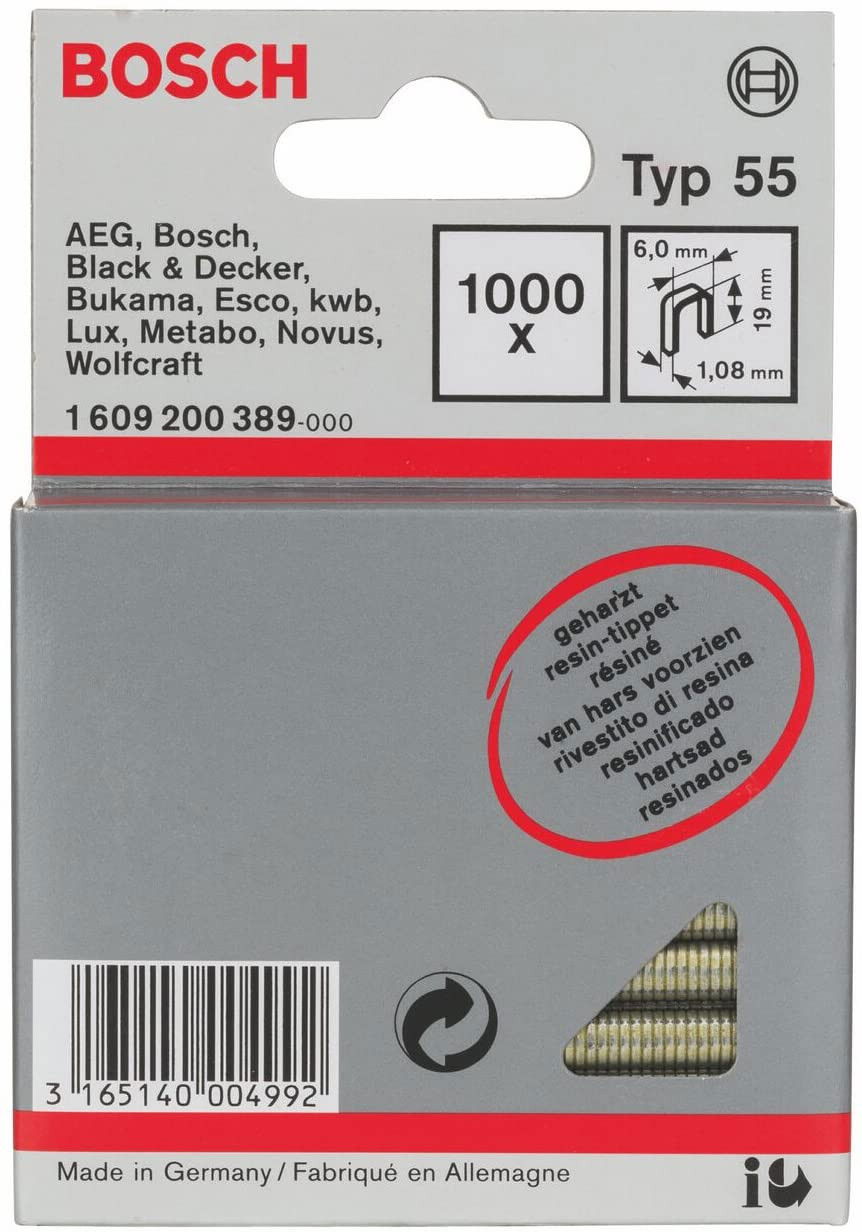 Bosch 1609200389 55-ös típus keskeny tűzőkapocs 19mm 1000db termék fő termékképe
