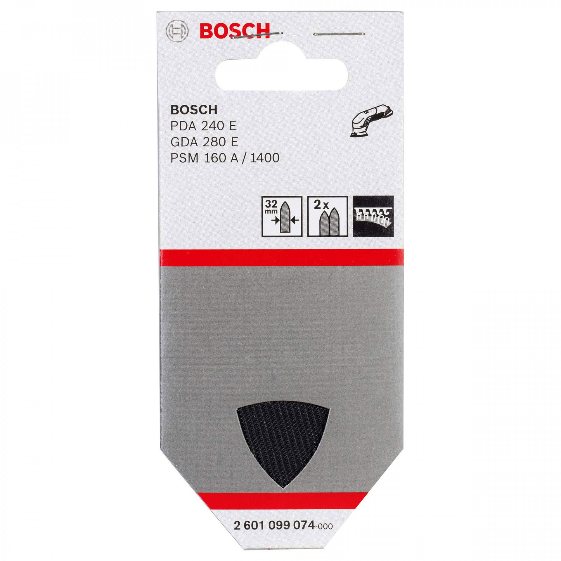 Bosch 2601099074 tépőzáras rögzítésű cserélhető anyag csiszolóujjhoz 2db-os kiszerelés termék fő termékképe
