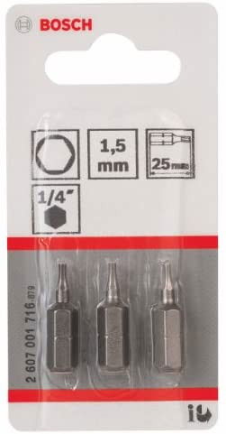 Bosch 2607001716 Extra kemény csavarbit HEX 1,5 25mm 3db termék fő termékképe