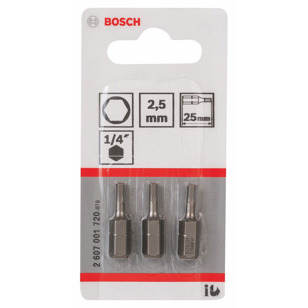 Bosch 2607001720 Extra kemény csavarbit HEX 2,5 25mm 3db termék fő termékképe