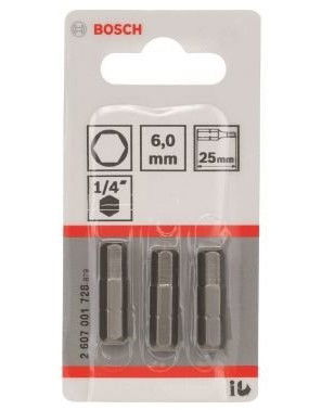 Bosch 2607001728 Extra kemény csavarbit HEX 6 25mm 3db termék fő termékképe