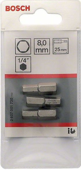 Bosch 2607001730 Extra kemény csavarbit HEX 8 25mm 3db termék fő termékképe