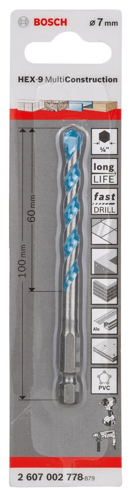Bosch 2607002778 HEX-9 multi construction fúró 7x50mm termék fő termékképe