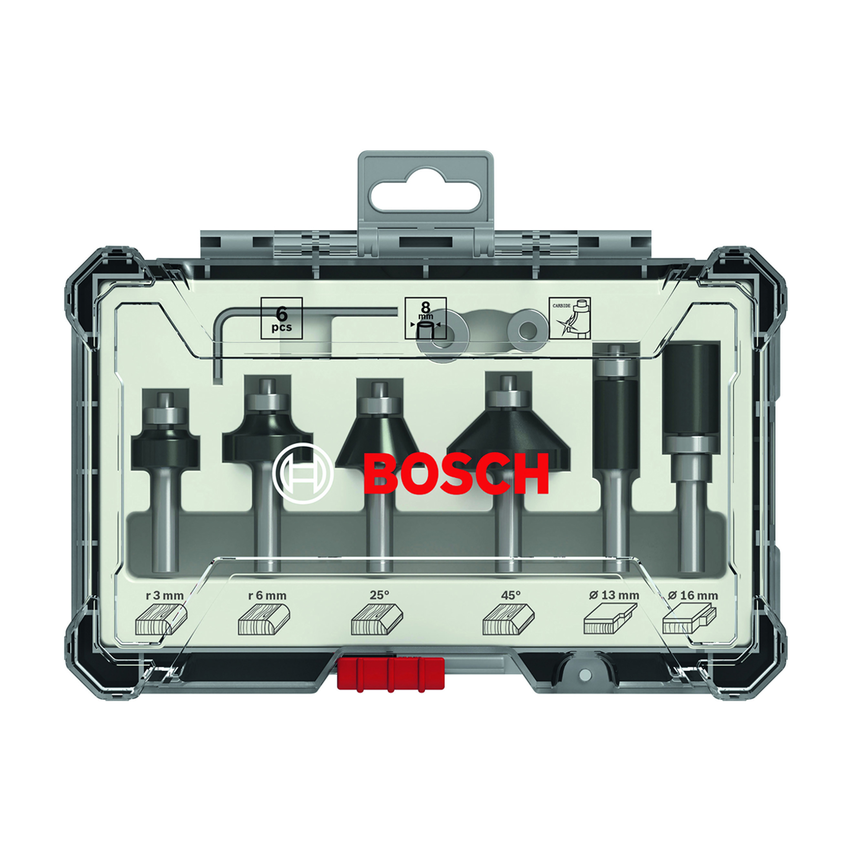 Bosch 2607017469 színelő és alakmaróbetét készlet 6db-os 8-as szárral termék fő termékképe