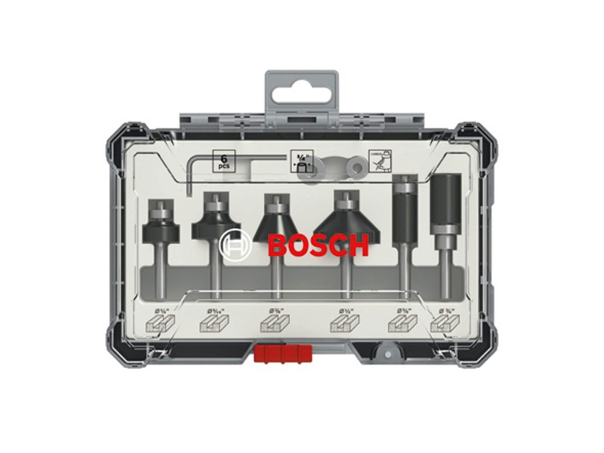 Bosch 2607017470 színelő és alakmaróbetét készlet 6db-os 1/4"-os szárral termék fő termékképe