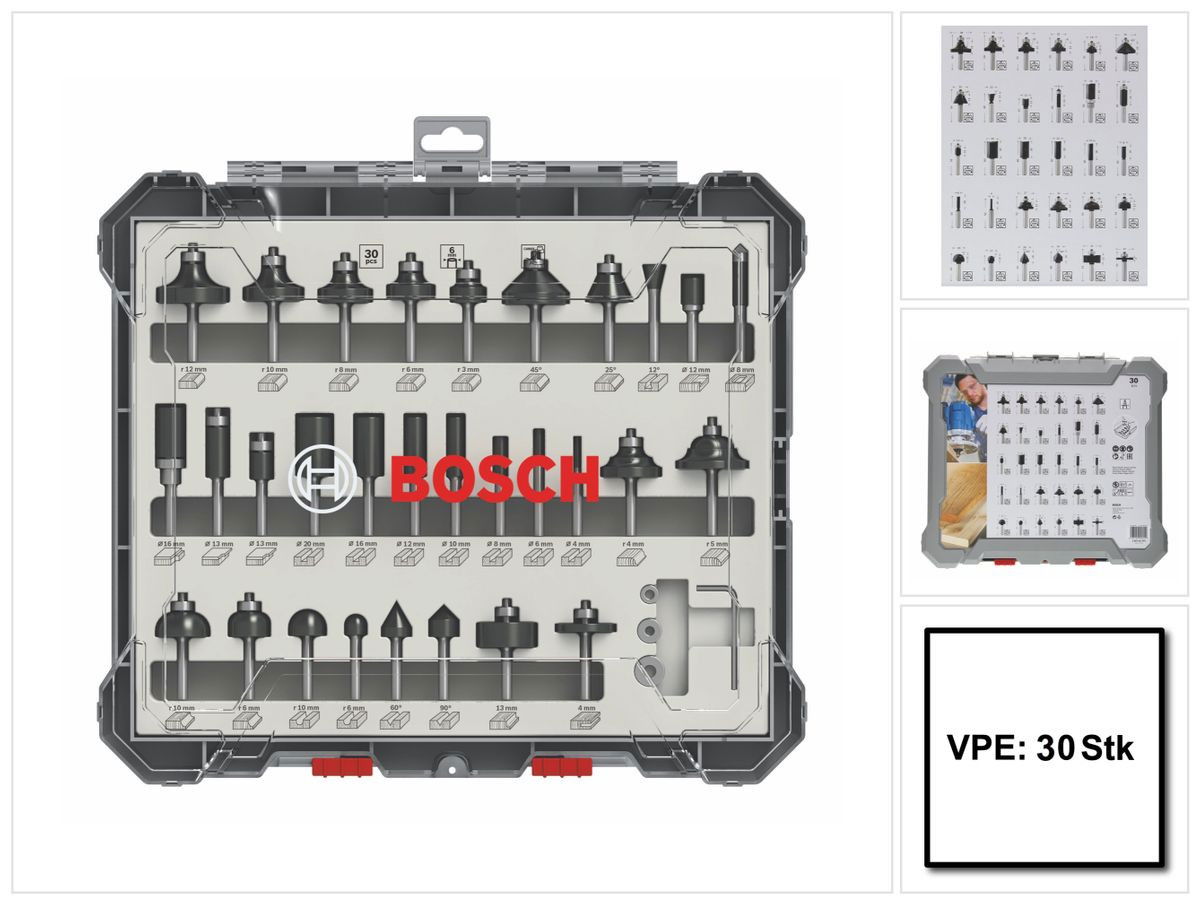Bosch 2607017474 vegyes alakmaróbetét készlet 30db-os 6mm-es szárral termék fő termékképe