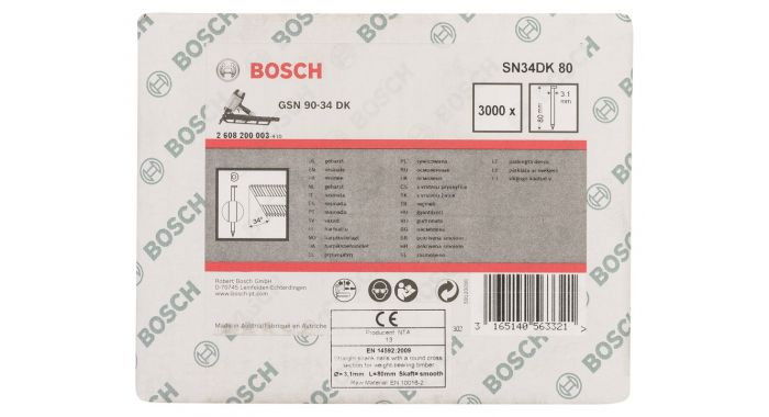 Bosch 2608200003 D fejű szalaszegek SN34DK 80 típus 80mm 3000db termék fő termékképe