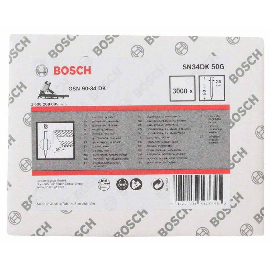 Bosch 2608200005 D fejű szalaszegek SN34DK 50G típus 50mm 3000db termék fő termékképe