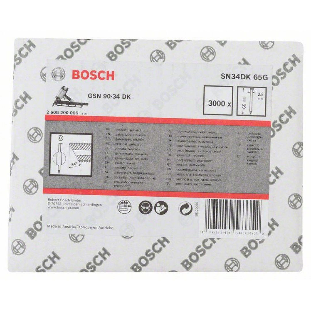 Bosch 2608200006 D fejű szalaszegek SN34DK 65G típus 65mm 3000db termék fő termékképe