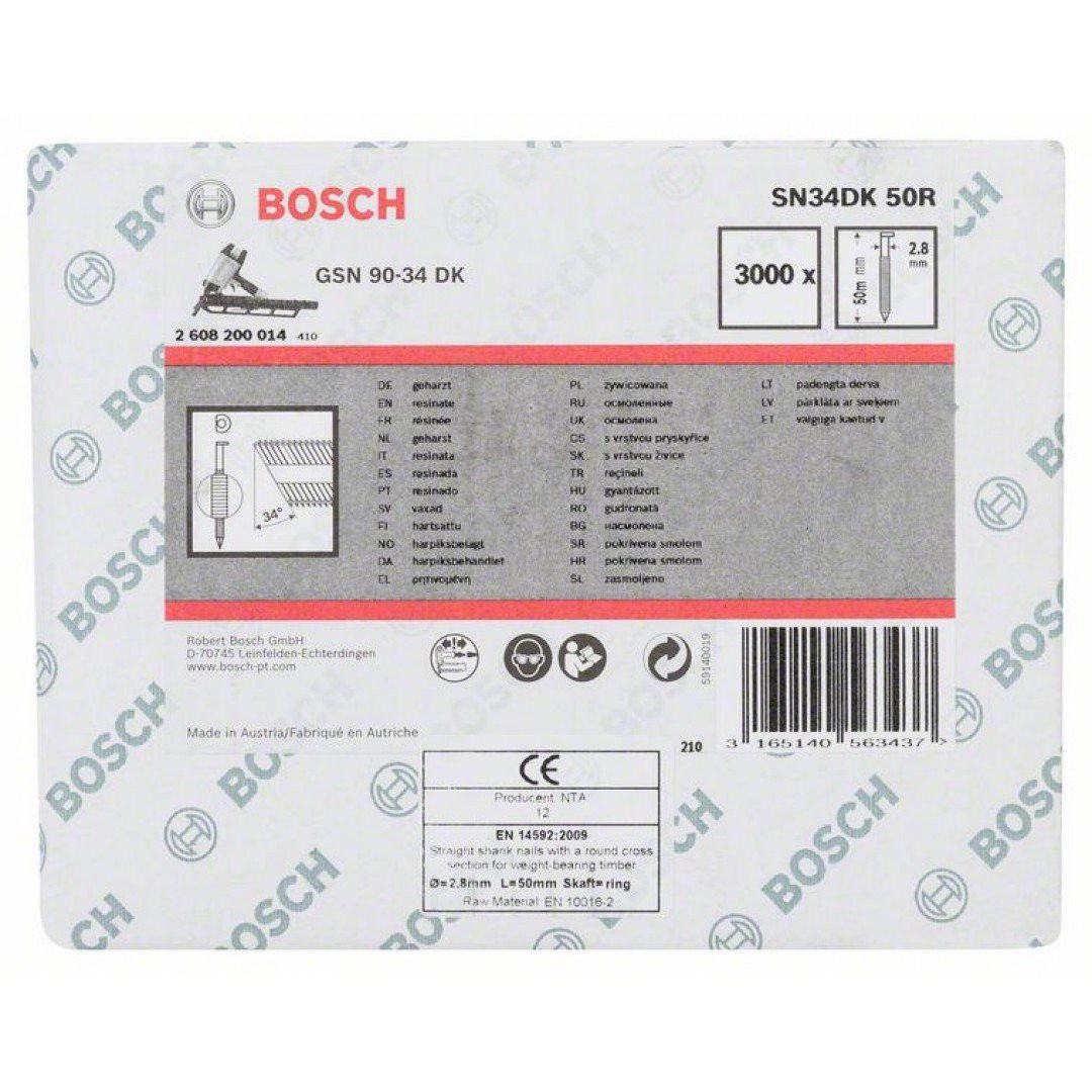 Bosch 2608200014 D fejű szalaszegek SN34DK 50R típus 50mm 3000db termék fő termékképe