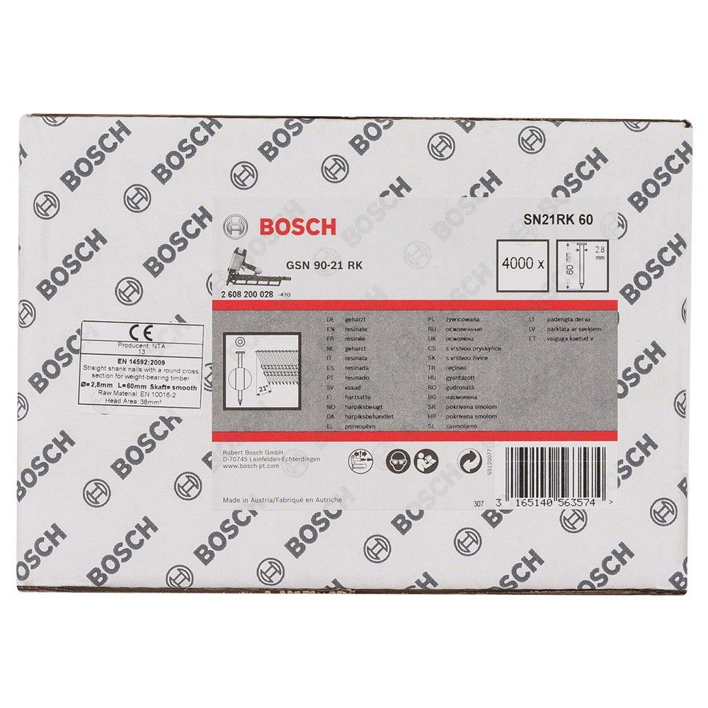 Bosch 2608200028 Gömbölyűfejű szalaszegek SN21RK 60 60mm 4000db termék fő termékképe