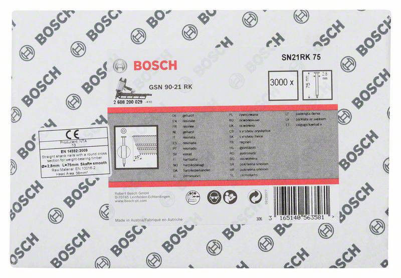 Bosch 2608200029 Gömbölyűfejű szalaszegek SN21RK 75 75mm 3000db termék fő termékképe
