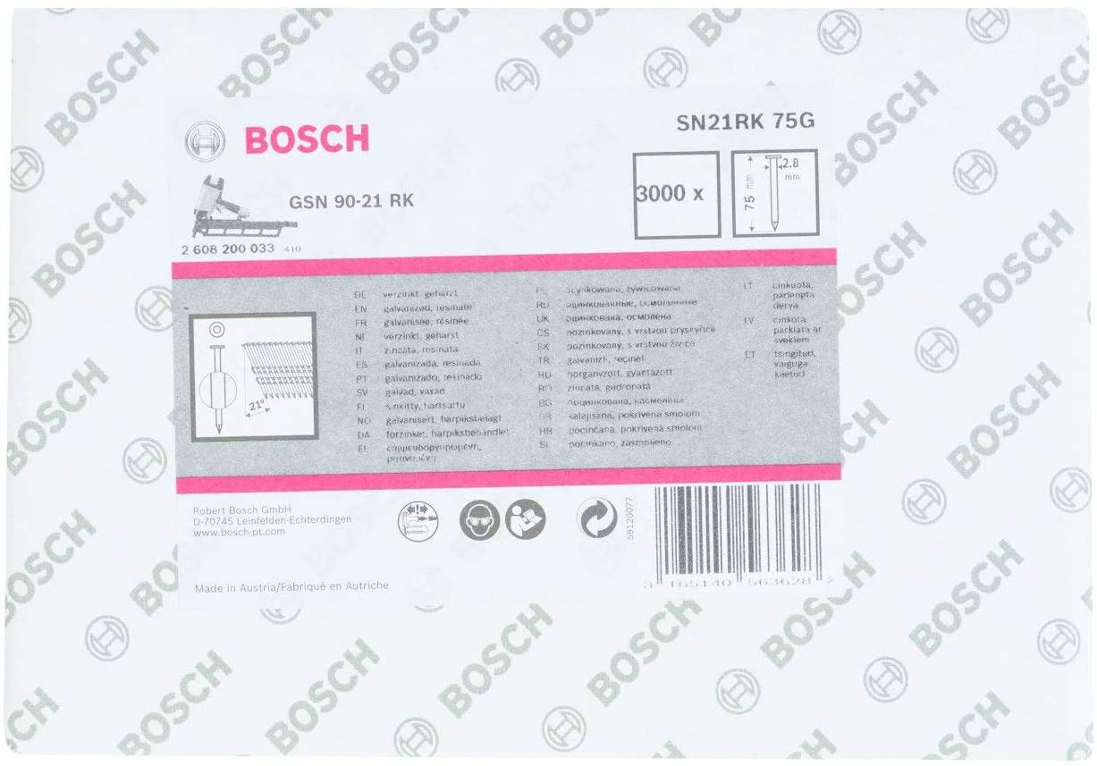 Bosch 2608200033 Gömbölyűfejű szalaszegek SN21RK 75G 75mm 3000db termék fő termékképe