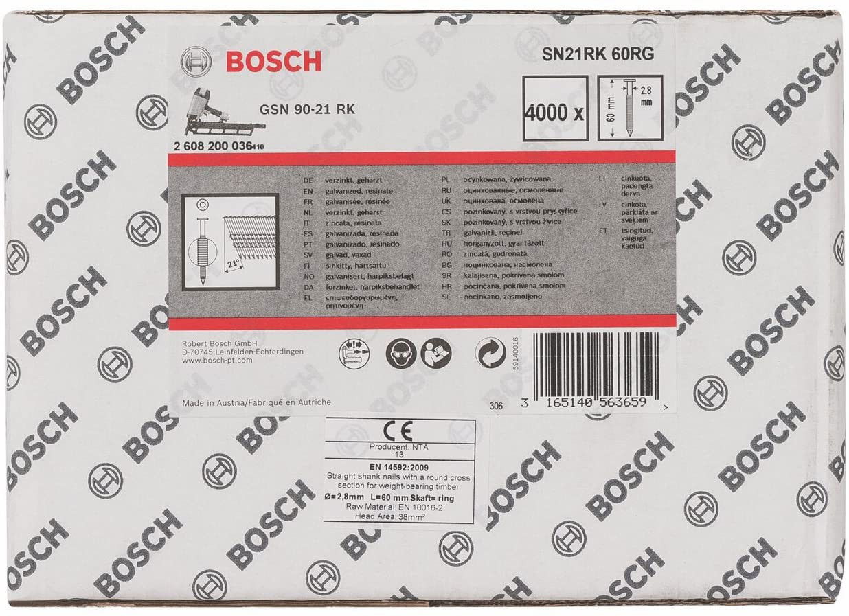 Bosch 2608200036 Gömbölyűfejű szalaszegek SN21RK 60RG 60mm 4000db termék fő termékképe