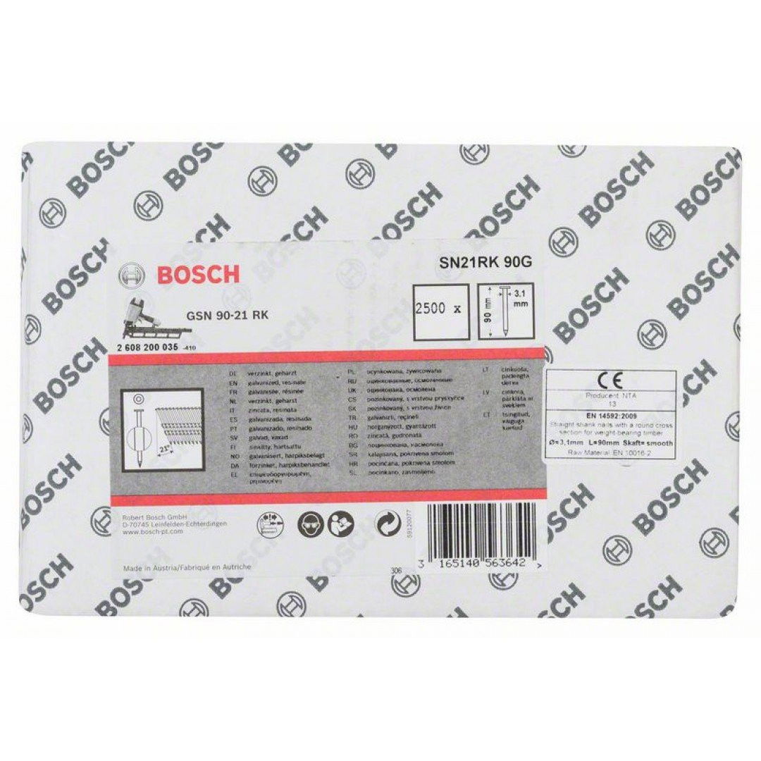 Bosch 2608200035 Gömbölyűfejű szalaszegek SN21RK 90G 90mm 2500db termék fő termékképe