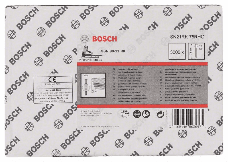 Bosch 2608200040 Gömbölyűfejű szalaszegek SN21RK 75RHG 75mm 3000db termék fő termékképe
