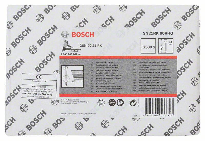 Bosch 2608200041 Gömbölyűfejű szalaszegek SN21RK 90RHG 90mm 2500db termék fő termékképe
