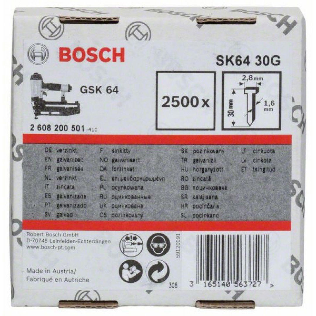 Bosch 2608200501 SK64 30G kartácsszegek 30mm 2500db termék fő termékképe