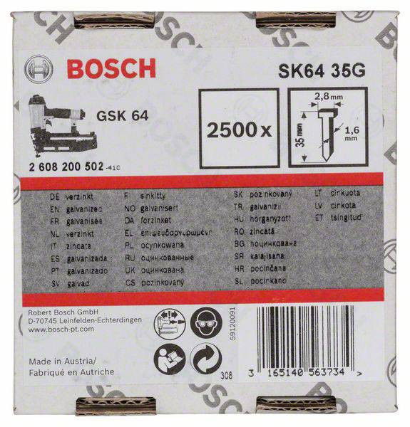 Bosch 2608200502 SK64 35G kartácsszegek 35mm 2500db termék fő termékképe
