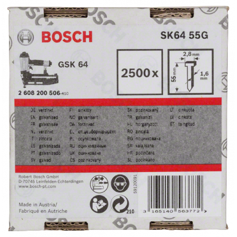 Bosch 2608200506 SK64 55G kartácsszegek 55mm 2500db termék fő termékképe