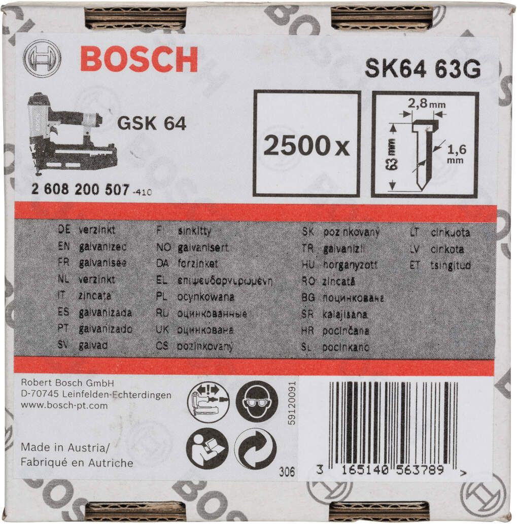 Bosch 2608200507 SK64 63G kartácsszegek 63mm 2500db termék fő termékképe