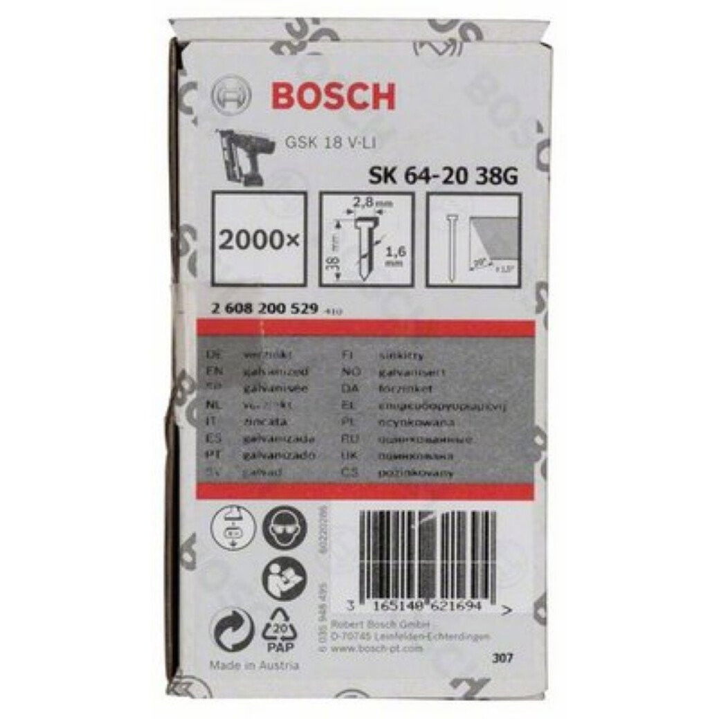 Bosch 2608200529 SK64-20 38G kartácsszegek 38mm 2000db termék fő termékképe