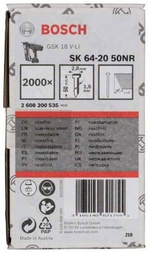 Bosch 2608200535 SK64-20 NR kartácsszegek 50mm 2000db termék fő termékképe