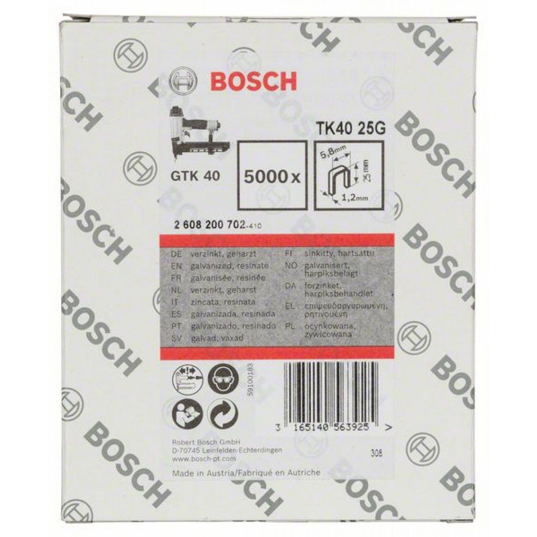 Bosch 2608200702 TK40 25G 1,2mm keskeny tűzőkapocs 5000db termék fő termékképe