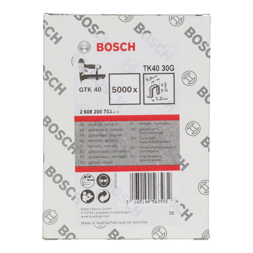 Bosch 2608200703 TK40 30G 1,2mm keskeny tűzőkapocs 5000db termék fő termékképe