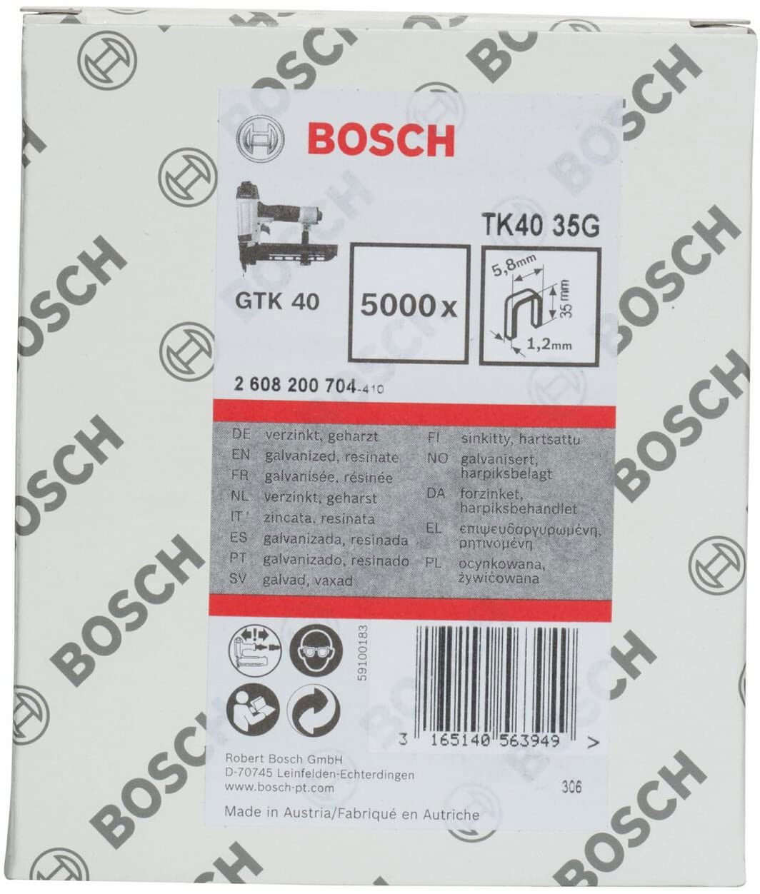 Bosch 2608200704 TK40 35G 1,2mm keskeny tűzőkapocs 5000db termék fő termékképe