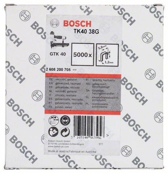 Bosch 2608200705 TK40 38G 1,2mm keskeny tűzőkapocs 5000db termék fő termékképe