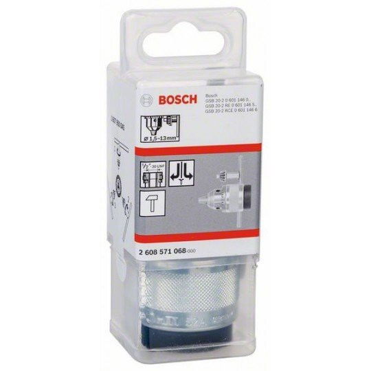 Bosch 2608571068 Fogaskoszorús fúrótokmány krómozott 1,5-13mm 1/2" befogás termék fő termékképe