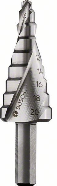 Bosch 2608597519 HSS Lépcsős fúró háromlapú szárral  9 lépcsővel 4-20mm termék fő termékképe