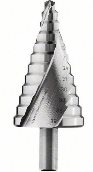 Bosch 2608597521 HSS Lépcsős fúró háromlapú szárral  12 lépcsővel 6-39mm termék fő termékképe