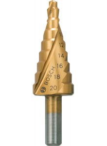 Bosch 2608597526 HSS-TIN Lépcsős fúró háromlapú szárral  9 lépcsővel 4-20mm termék fő termékképe