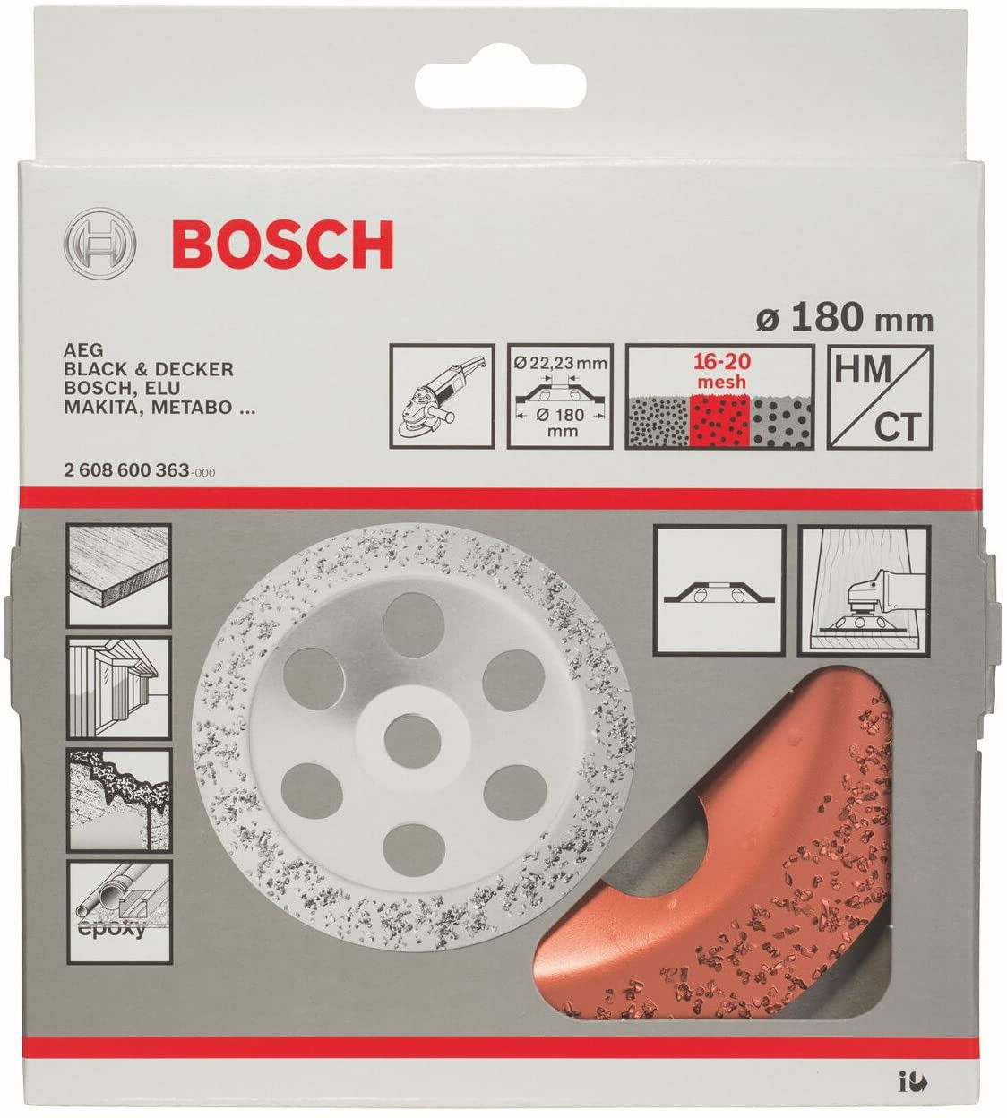 Bosch 2608600363 Keményfém fazékkorong 180mm lapos közepes termék fő termékképe