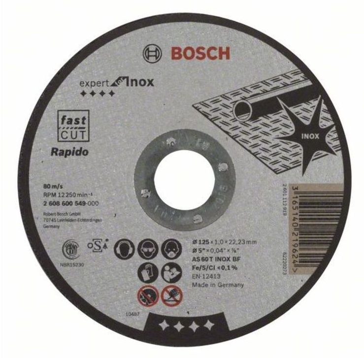 Bosch 2608600549 Expert for Inox Rapido vágótárcsa 125mm termék fő termékképe
