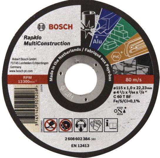 Bosch 2608602384 Multi Construction Rapido vágótárcsa 115mm termék fő termékképe