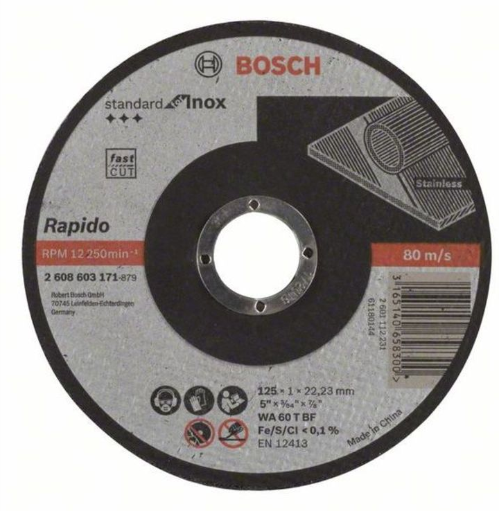 Bosch 2608603171 Standard for Inox Rapido vágótárcsa 125mm termék fő termékképe