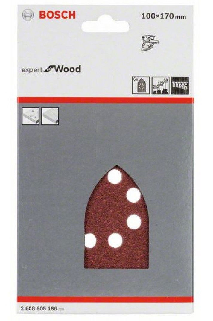 Bosch 2608605186 C430 Expert for Wood and Paint csiszolópapír 100x170mm P60/120/240 5db-os kiszerelés termék fő termékképe