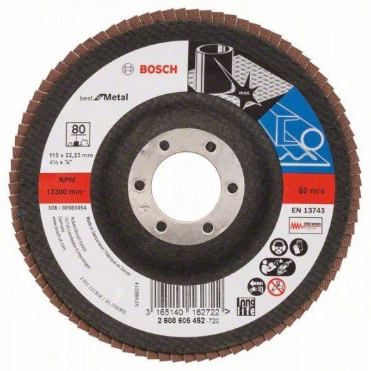 Bosch 2608605452 X571 Best for Metal legyezőtárcsa fémhez 115mm P80 hajlított kivitel termék fő termékképe