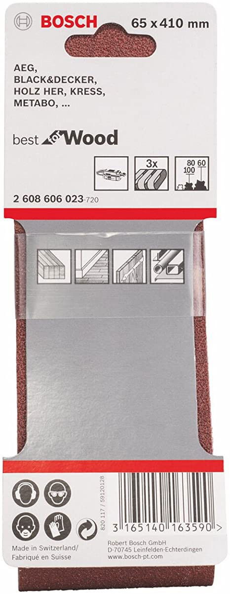 Bosch 2608606023 X440 Best for Wood and Paint csiszolószalag készlet 65x410mm P60/80/100 3db-os kiszerelés termék fő termékképe