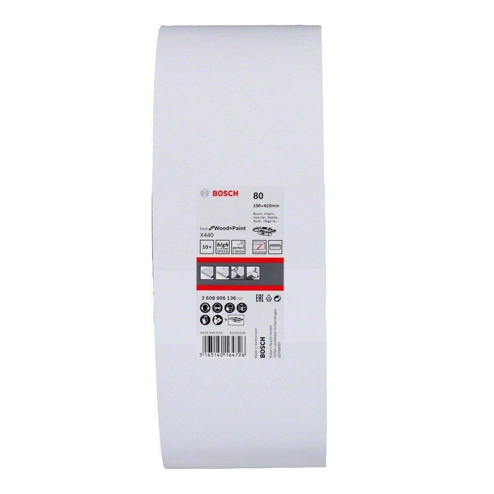 Bosch 2608606136 X440 Best for Wood and Paint csiszolószalag 100x610mm P80 10db-os kiszerelés termék fő termékképe