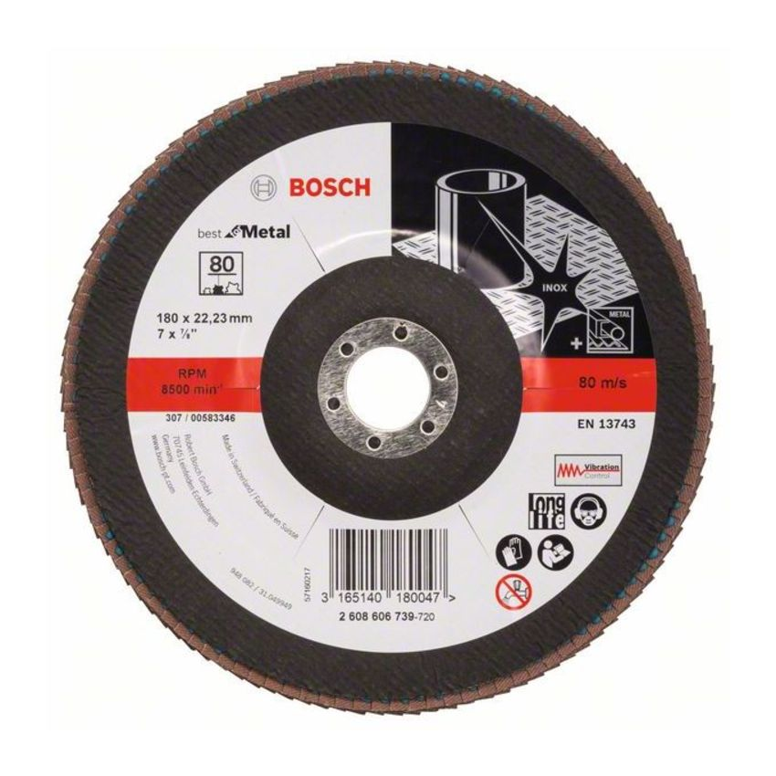 Bosch 2608606739 X571 Best for Metal legyezőtárcsa fémhez 180mm P80 hajlított kivitel termék fő termékképe