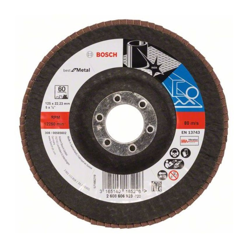Bosch 2608606923 X571 Best for Metal legyezőtárcsa fémhez 125mm P60 hajlított kivitel termék fő termékképe